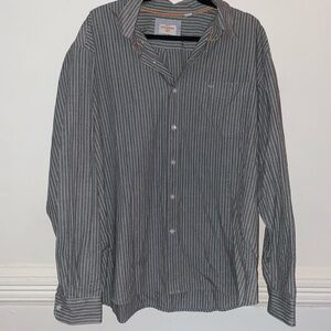 Grey striped button down relaxed shirt